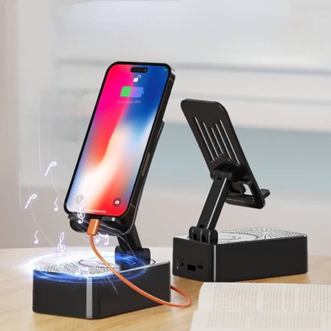 Holder,Wireless Speaker with Stand – 3 in 1 Mobile Phone Holder,360 Rotating Phone Stand - Image 3