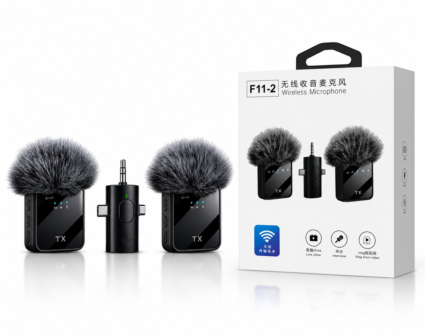 F11 2:1 Wireless Microphone For IPhone , Android and Camera - Image 3